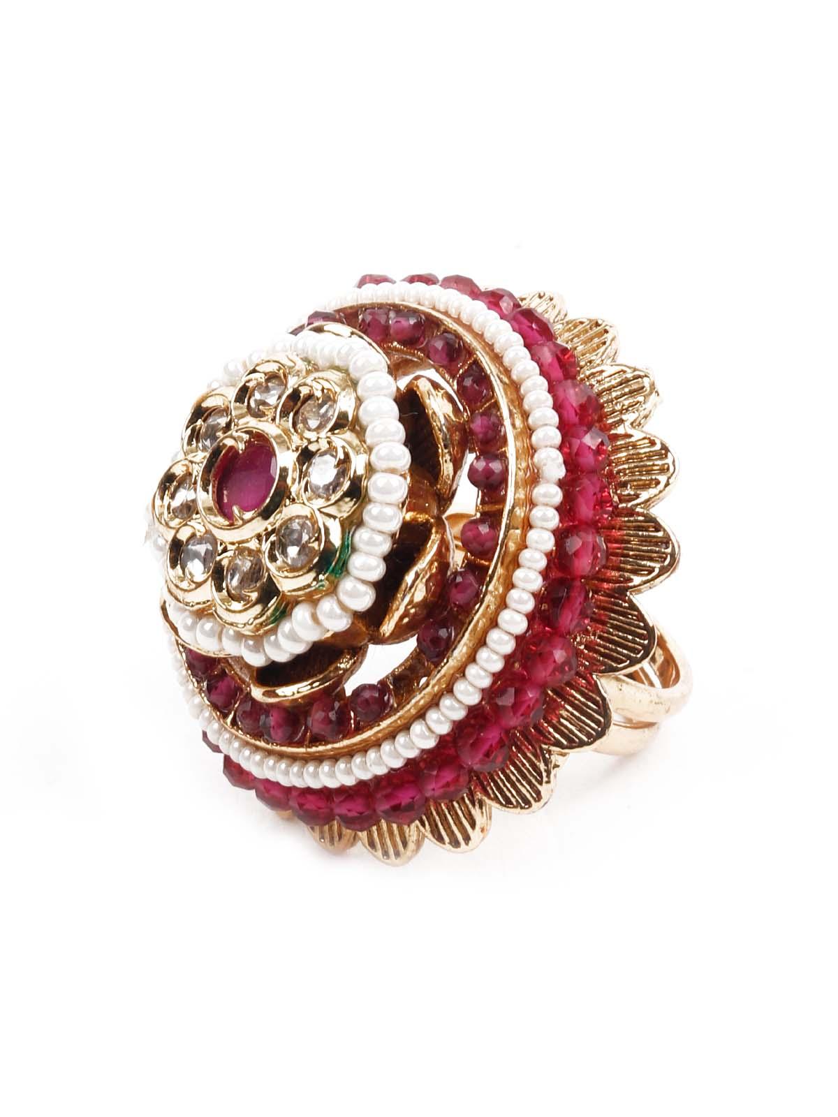 Women's Pearl  Embellished Multicolored Ring - Odette