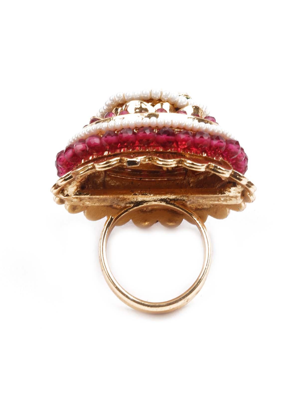 Women's Pearl  Embellished Multicolored Ring - Odette