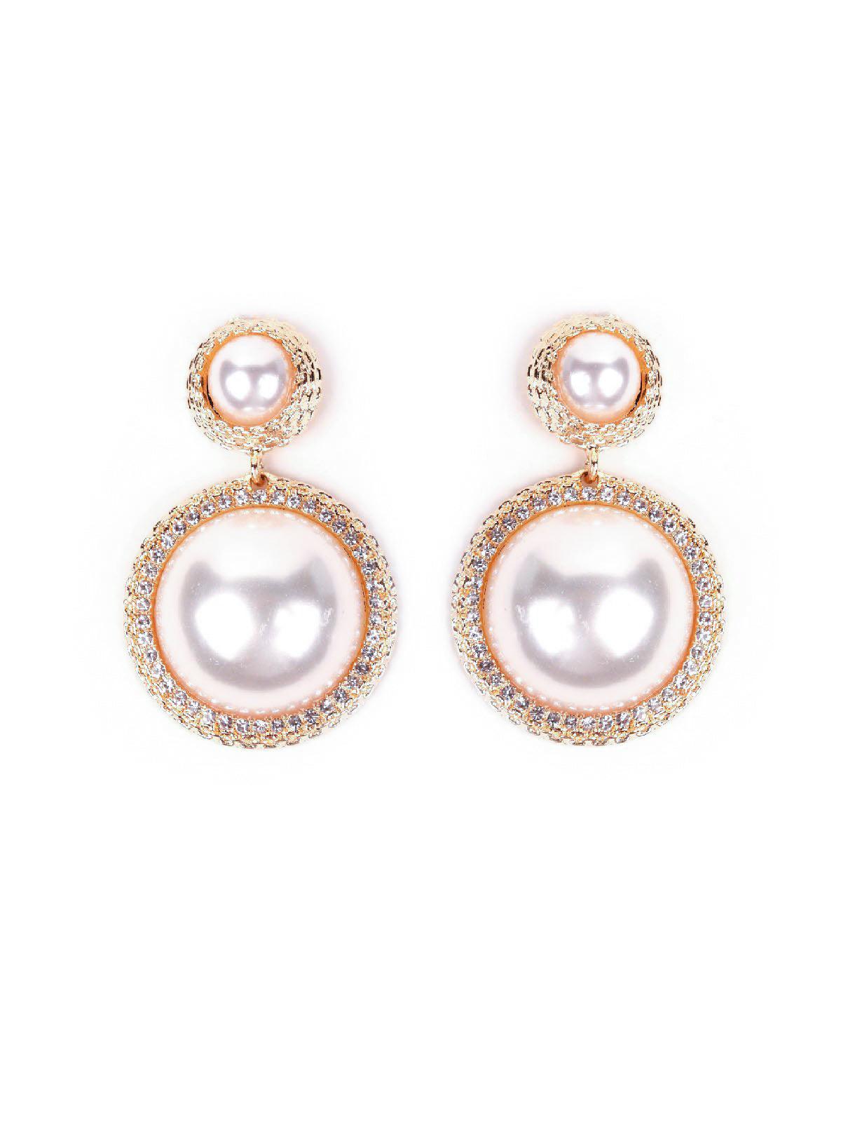 Women's Pearl Studded Drop Earrings - Odette