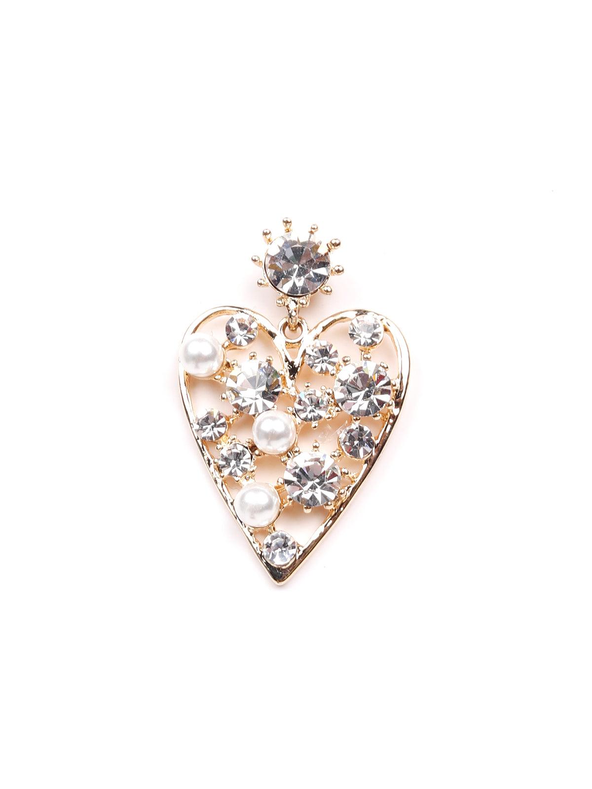 Women's Pearl Studded Heart-Shaped Earrings - Odette
