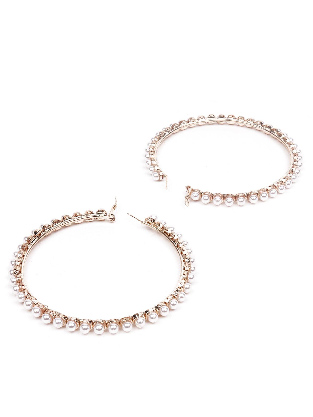 Women's Pearl Studded Hoop Earrings G - Odette