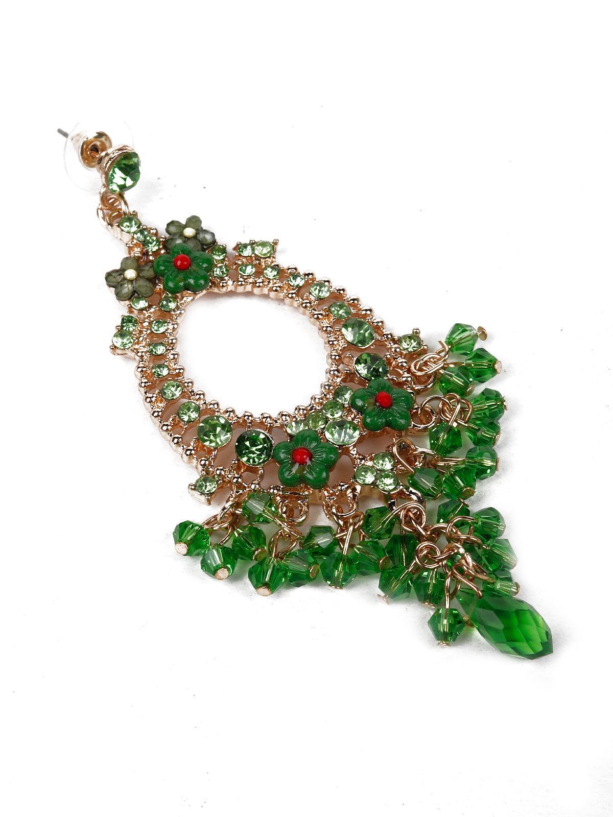 Women's Perfect Green Embellished Earrings - Odette