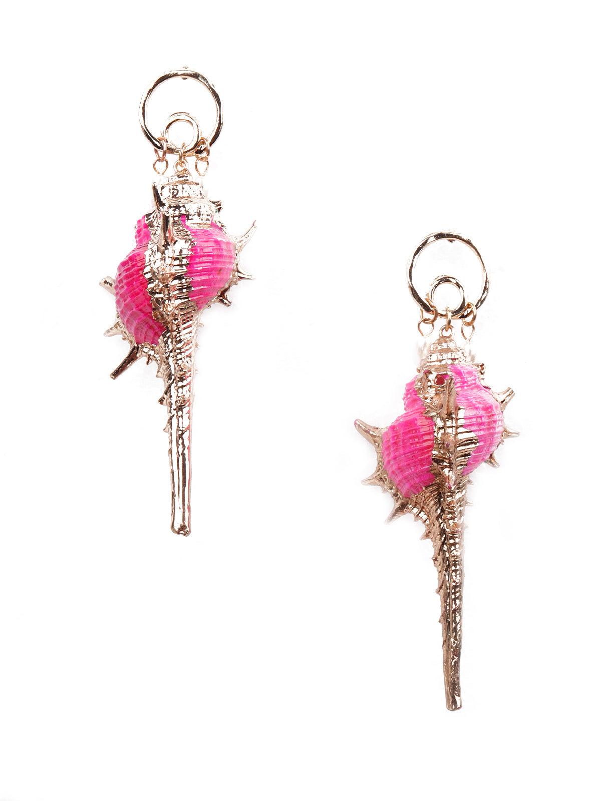 Women's Pink And Gold Stunning Drop Earrings - Odette