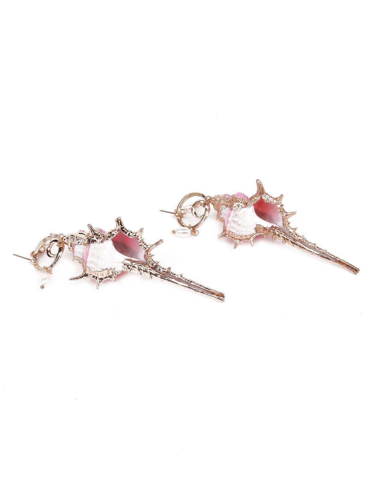 Women's Pink And Gold Stunning Drop Earrings - Odette