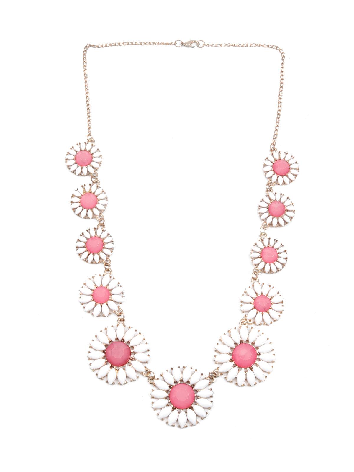 Women's Pink And White Floral Neck Piece - Odette