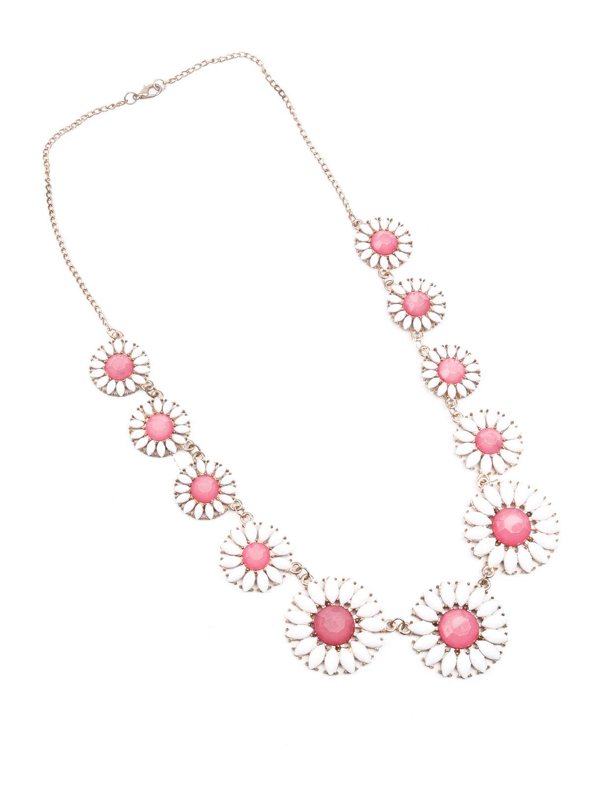 Women's Pink And White Floral Neck Piece - Odette
