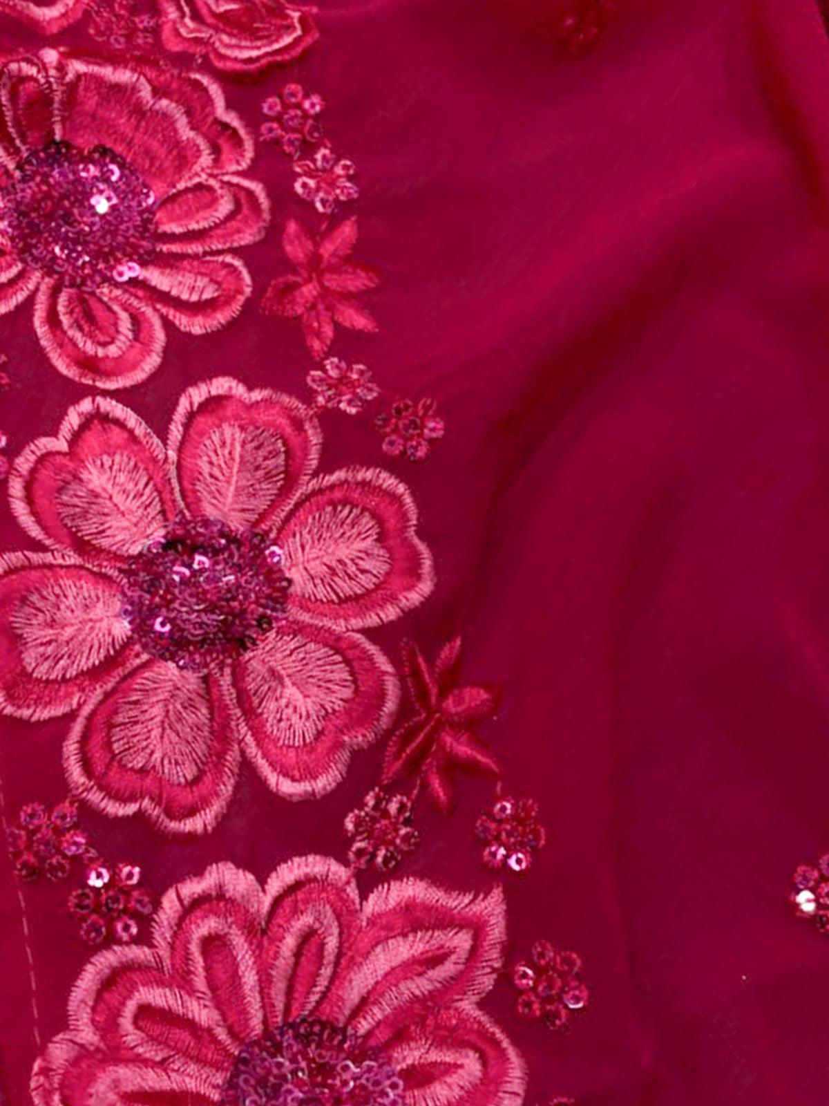 Women's Pink Floral Elegant Lehenga Choli - Odette
