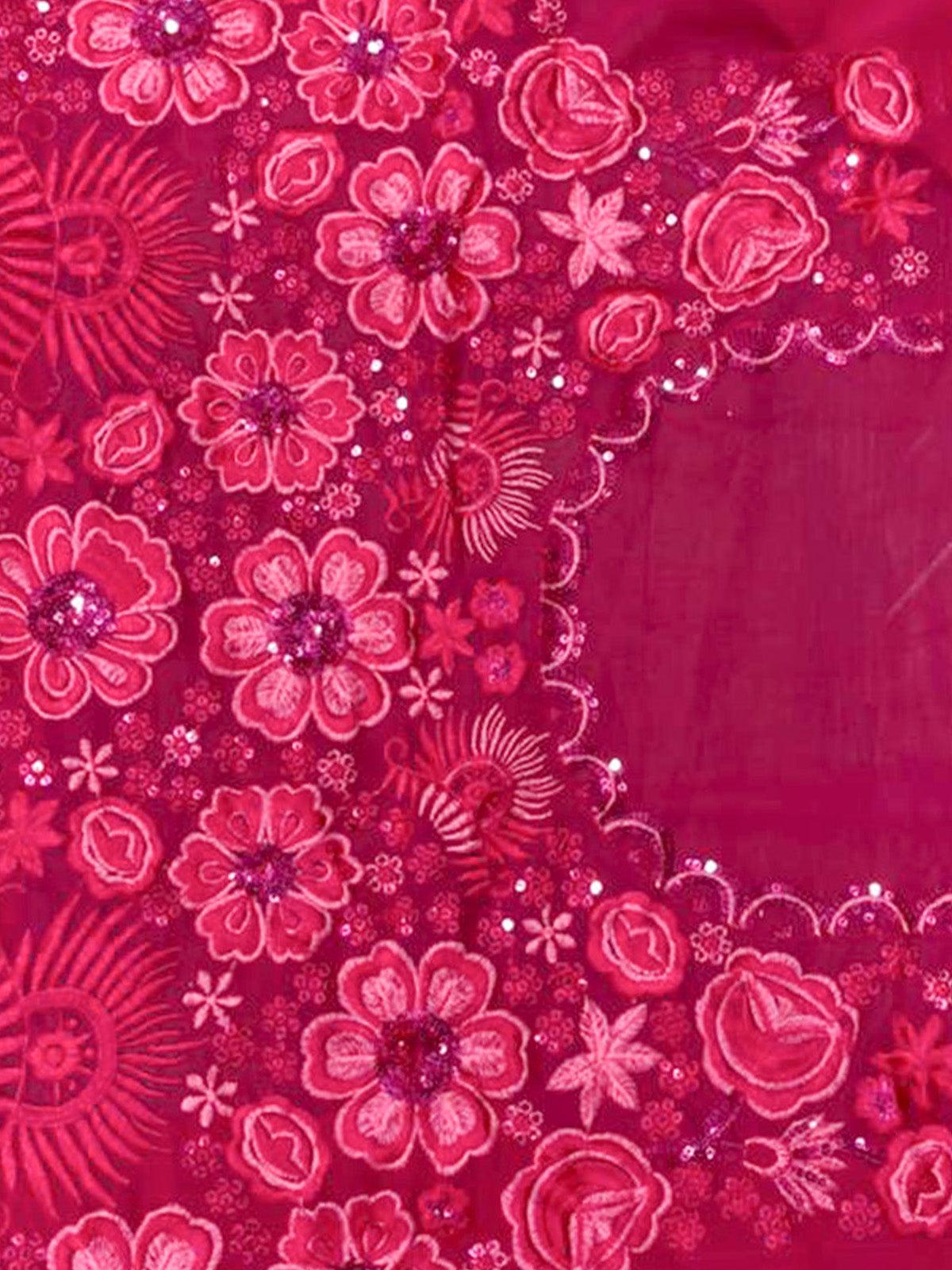 Women's Pink Floral Elegant Lehenga Choli - Odette