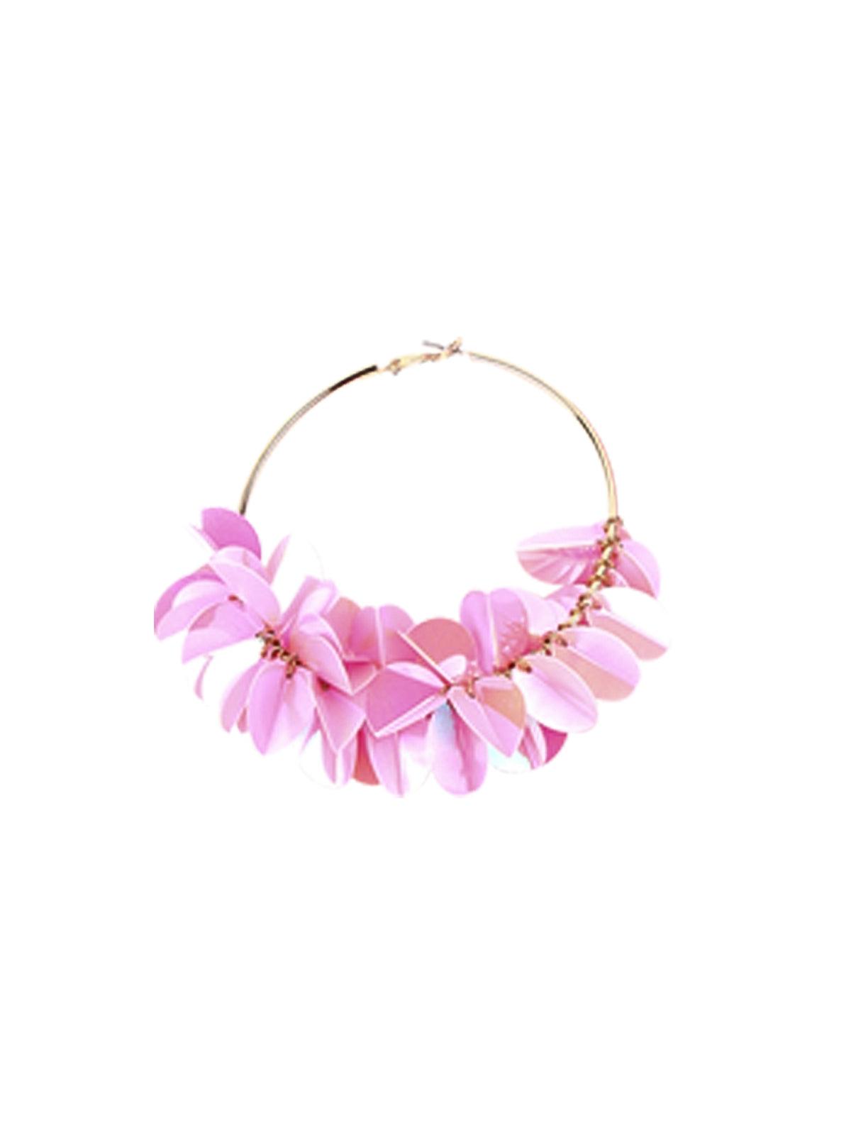 Women's Pink Floral Rounded Earrings - Odette