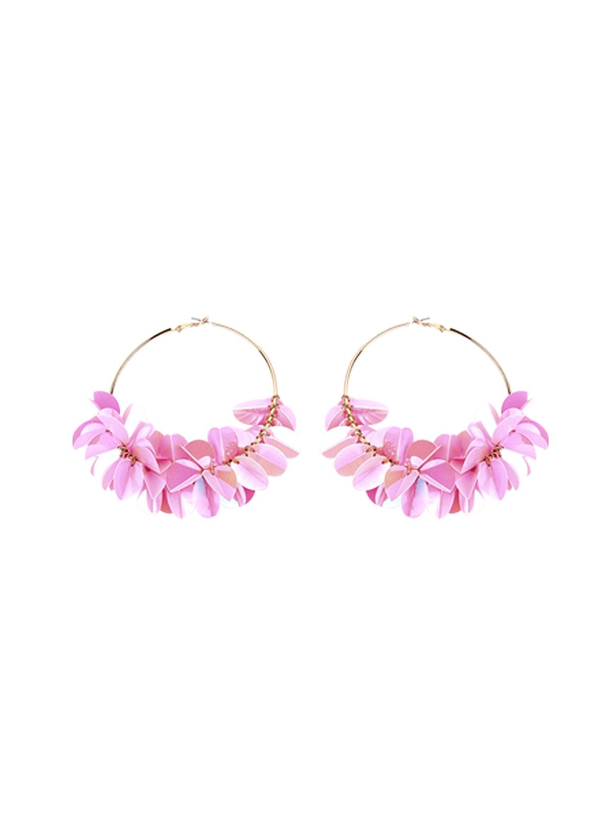 Women's Pink Floral Rounded Earrings - Odette