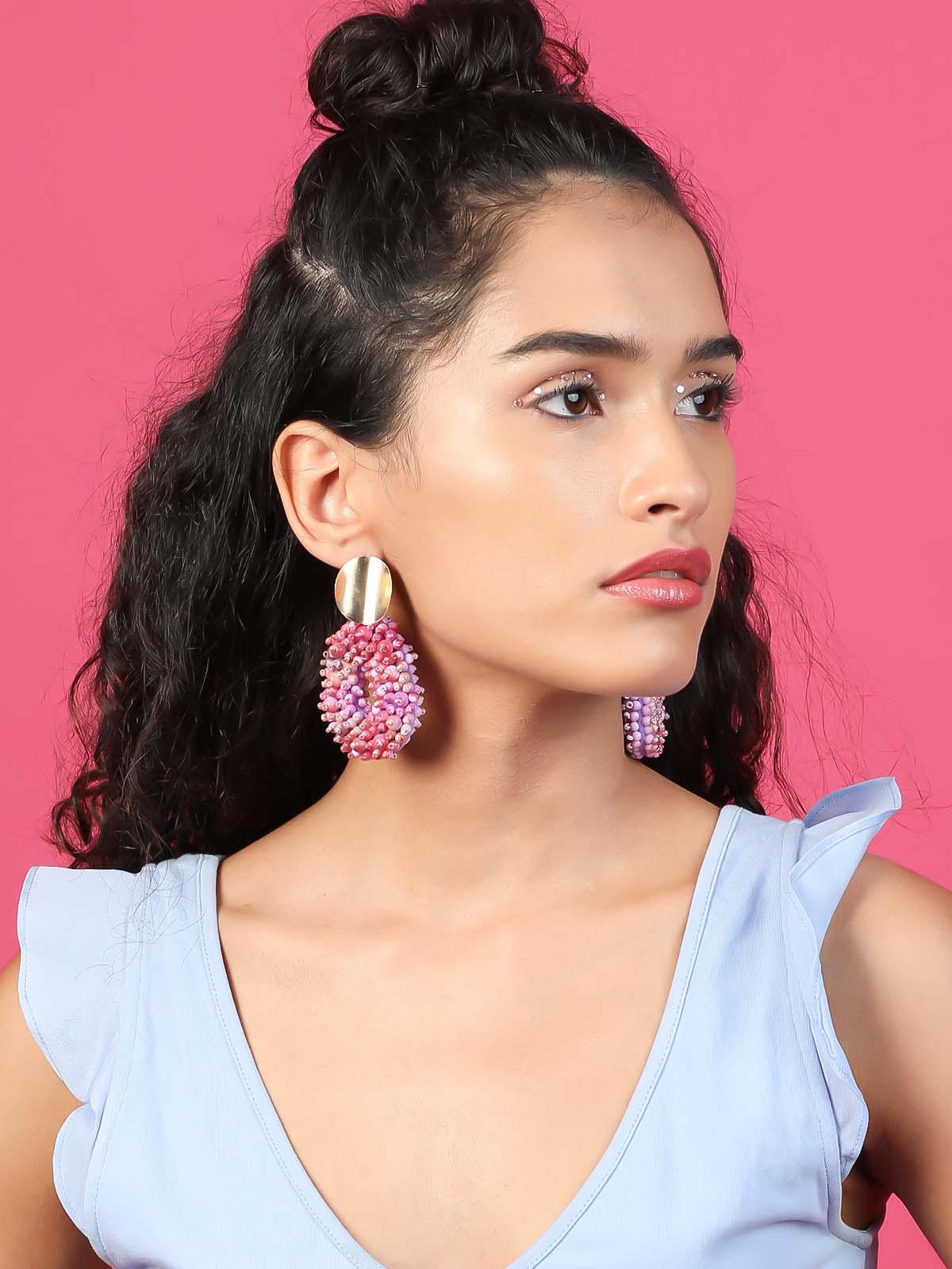 Women's Pink Gorgeous Beaded Earrings - Odette