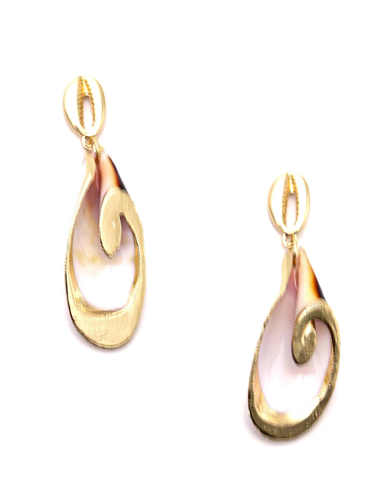Women's Pink-White Coral Shape Dangle Earrings - Odette