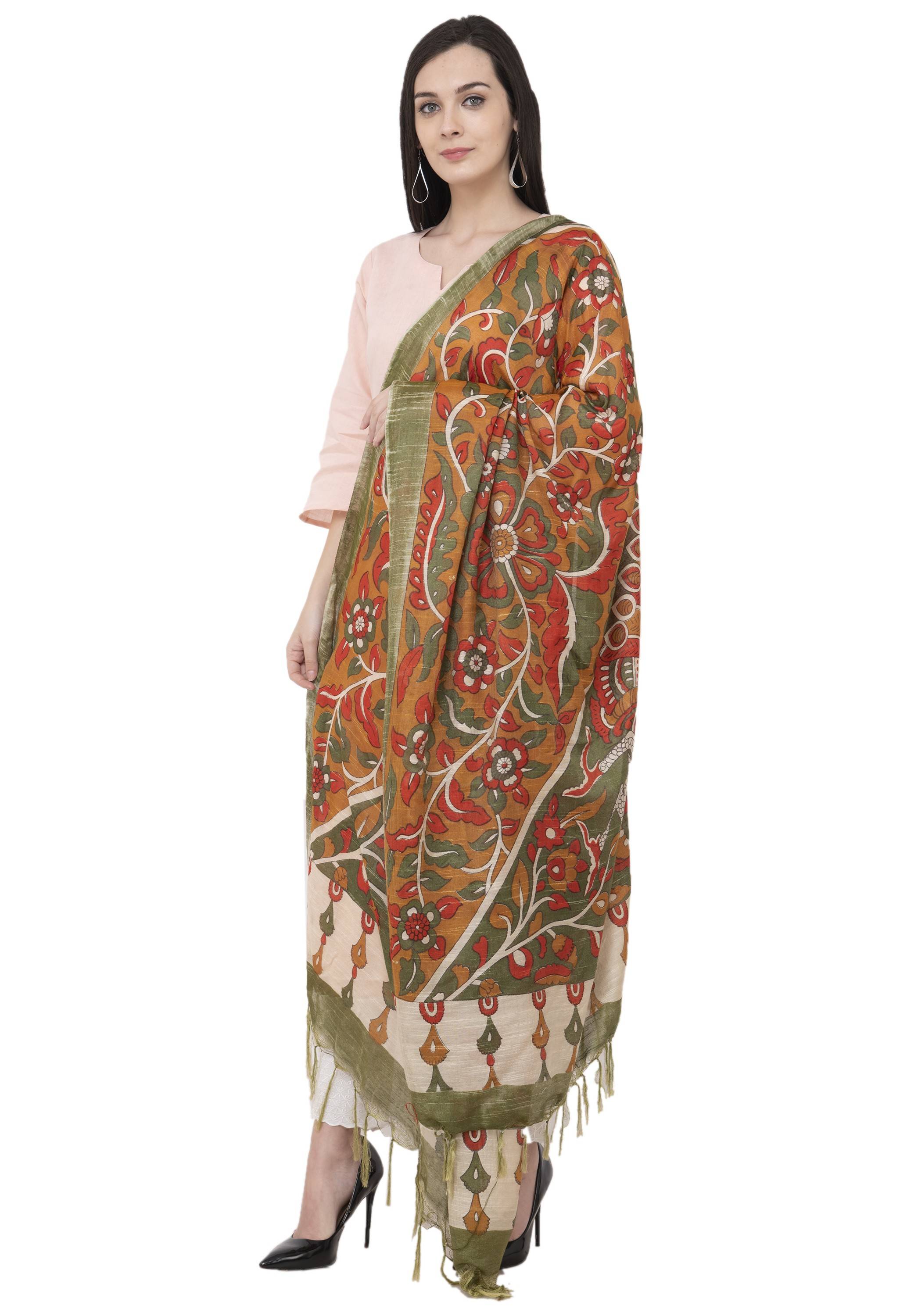 A R Silk Modal Kalamkari Print Fancy Dupatta Color Multi Print Dupatta or Chunni