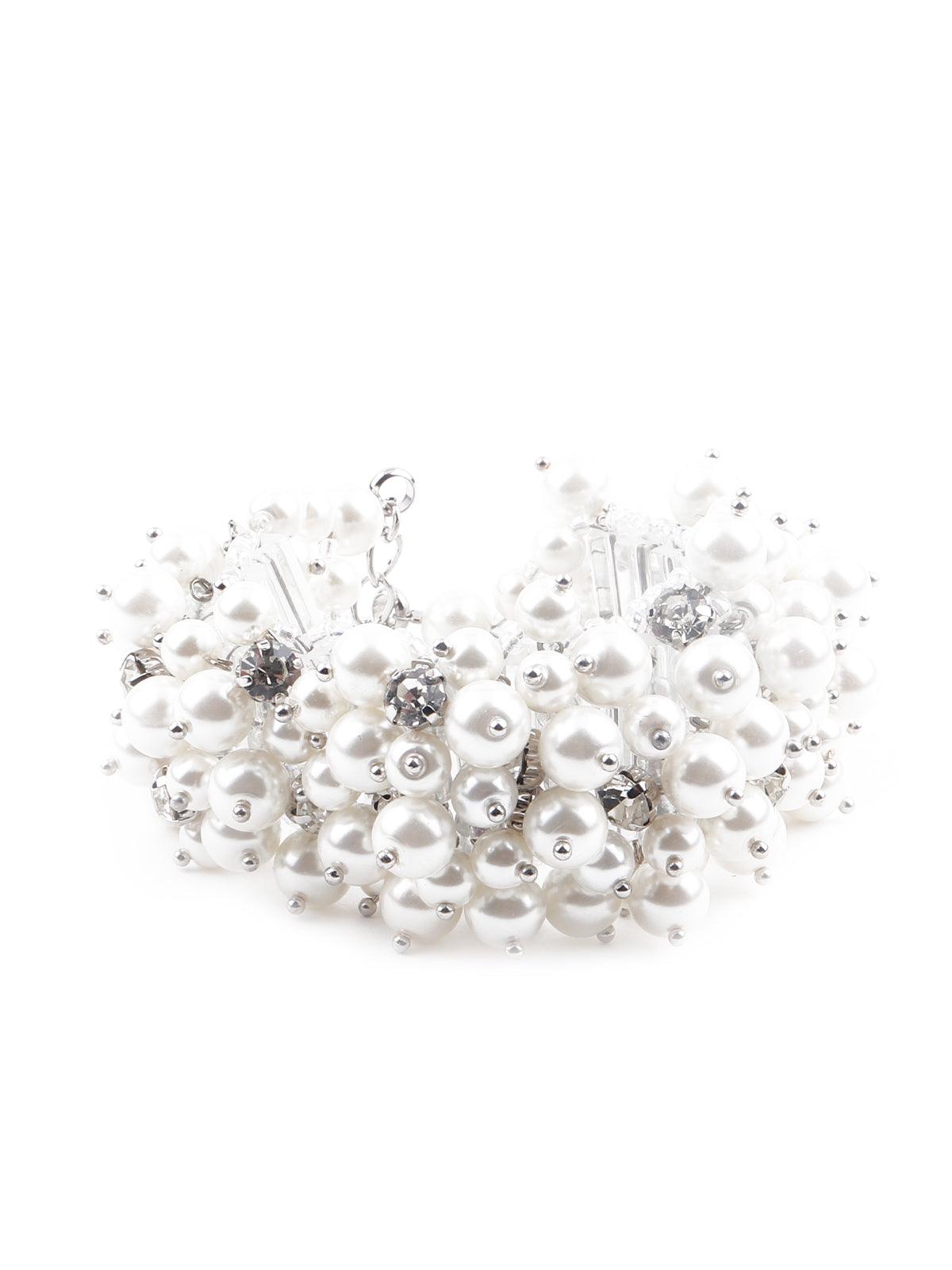 Women's Pure White Gorgeous Embellished Bracelet For Women - Odette