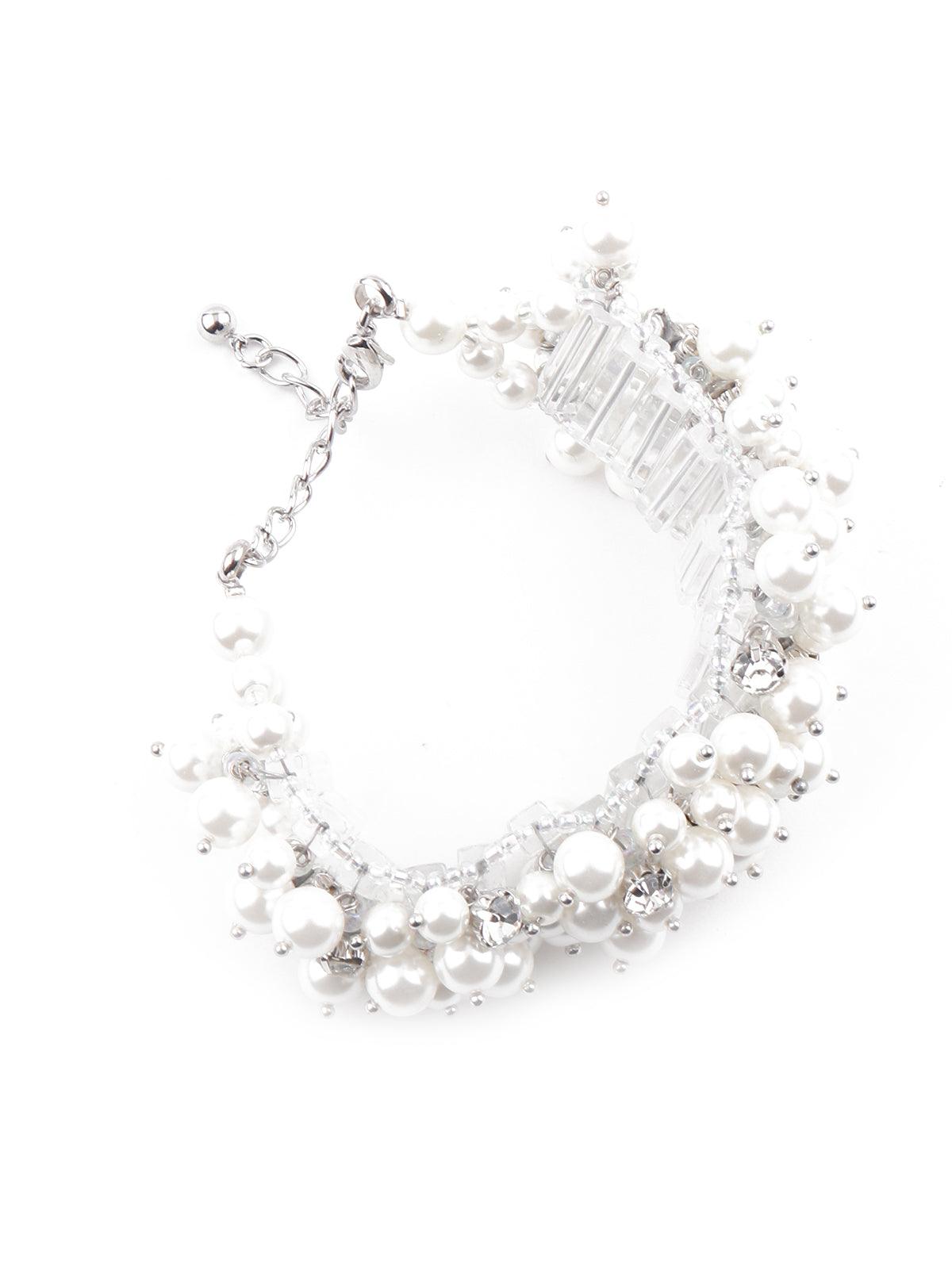 Women's Pure White Gorgeous Embellished Bracelet For Women - Odette