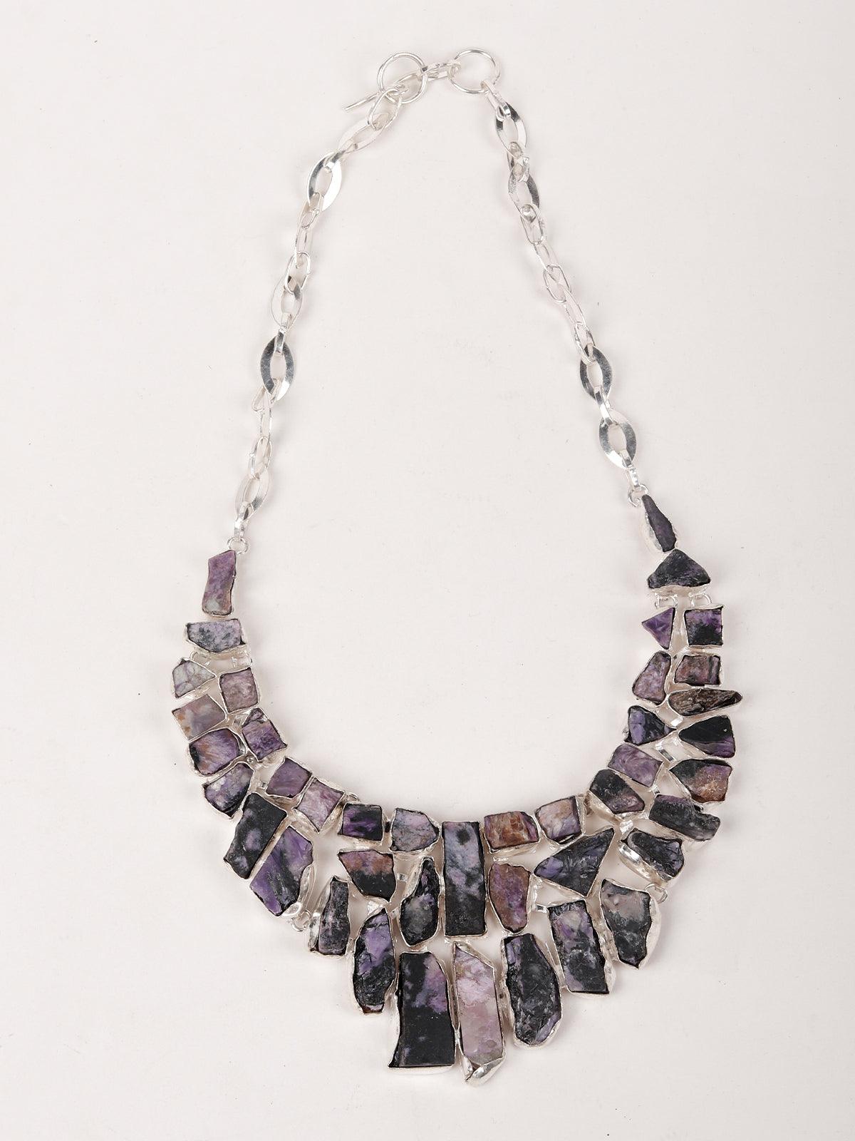 Women's Purple Blackish Hue Crystallised Necklace - Odette