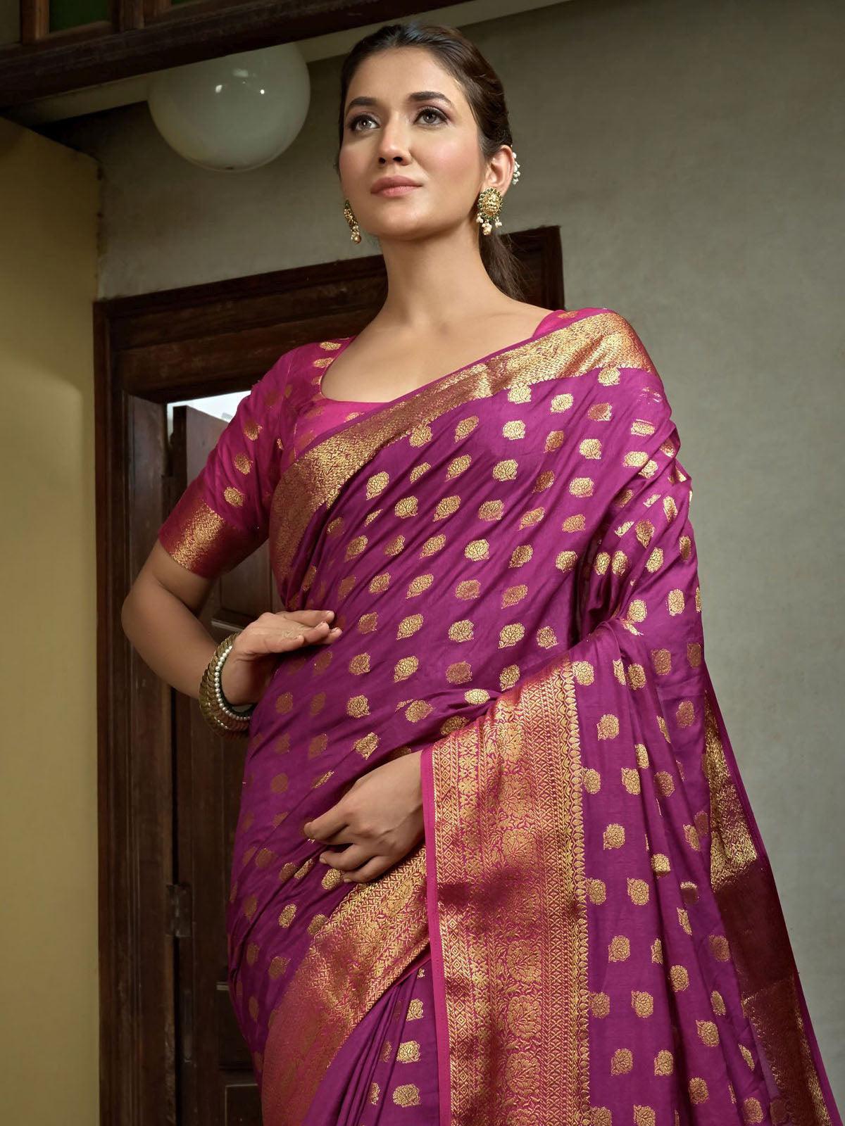 Women's Purple Color Traditional Wear Silk Saree - Odette