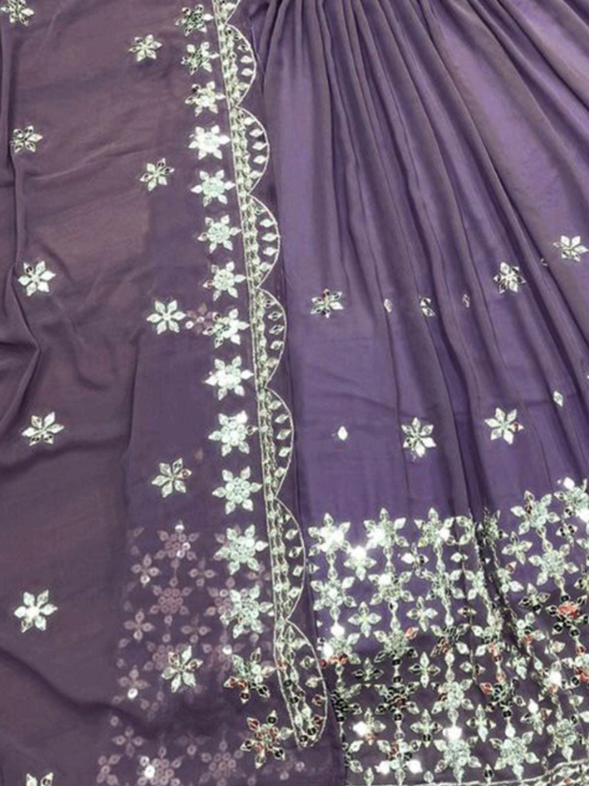 Women's Purple Embroidery With Sequin Lehenga Choli - Odette