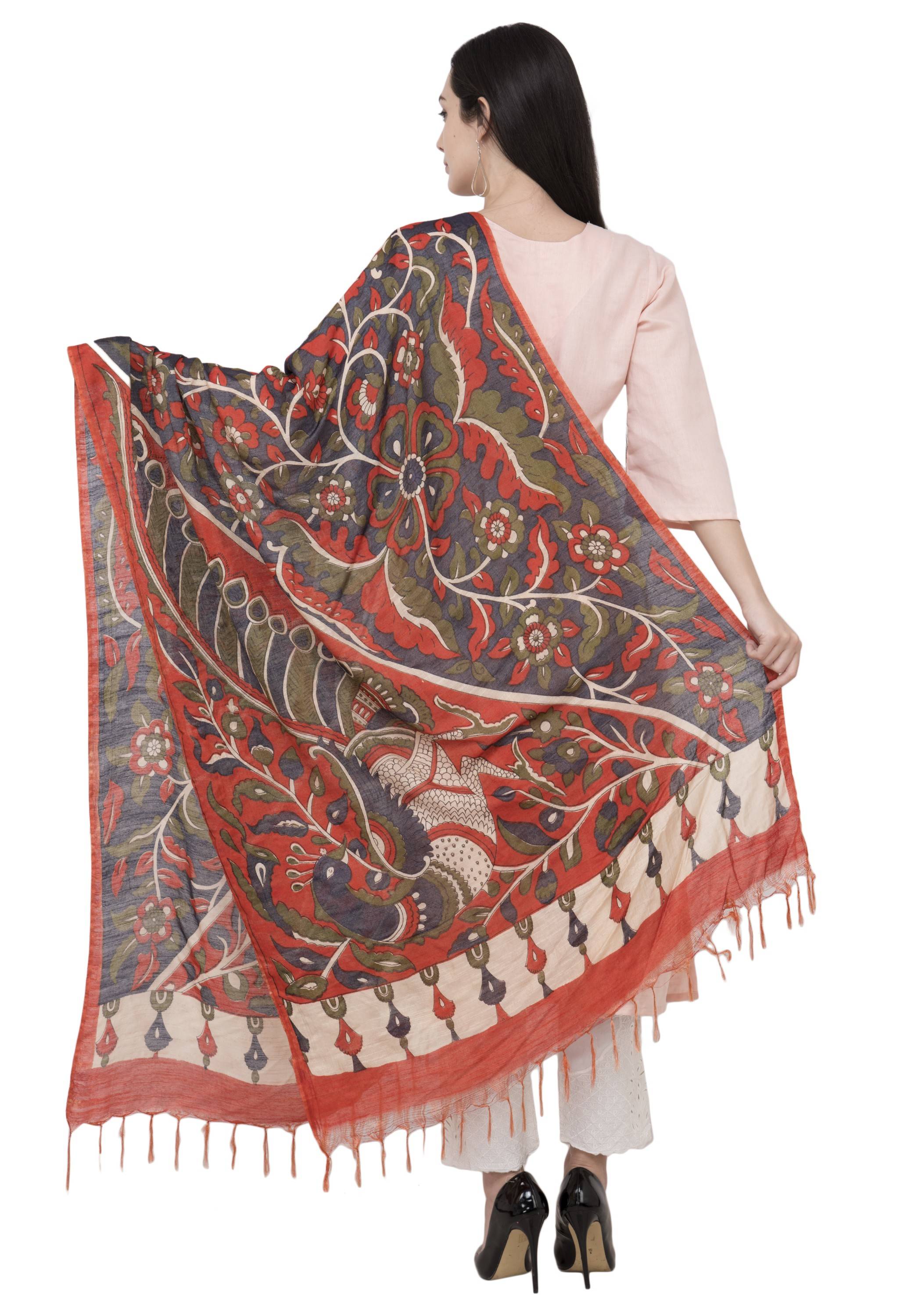 A R Silk Modal Kalamkari Print Fancy Dupatta Color Multi Print Dupatta or Chunni