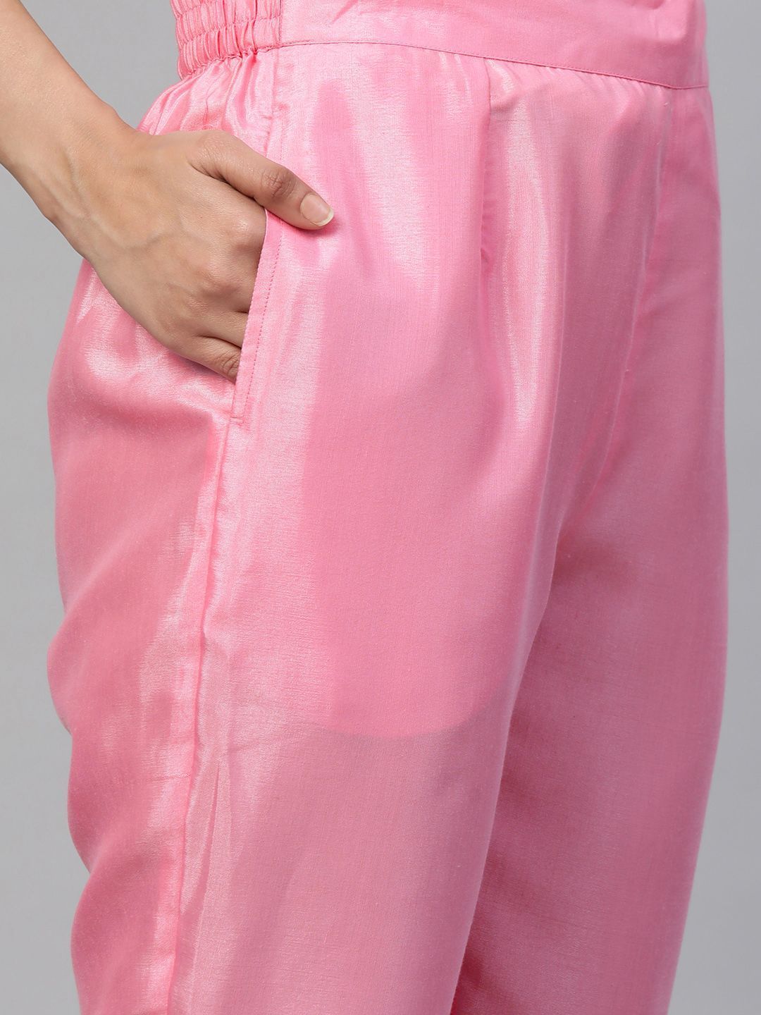 Women's Pink A-Line Printed Kurta Pant & Dupatta Set with Mask - Juniper