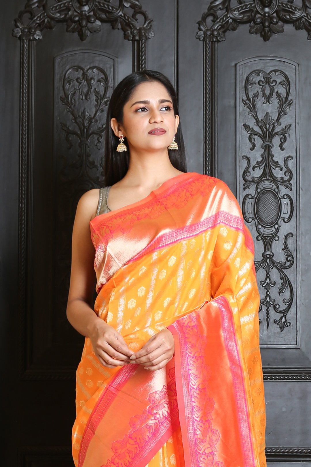Women's Yellow Soft Silk Saree With Pink Jacquard Border And Rich Pallu - In Weave Sarees