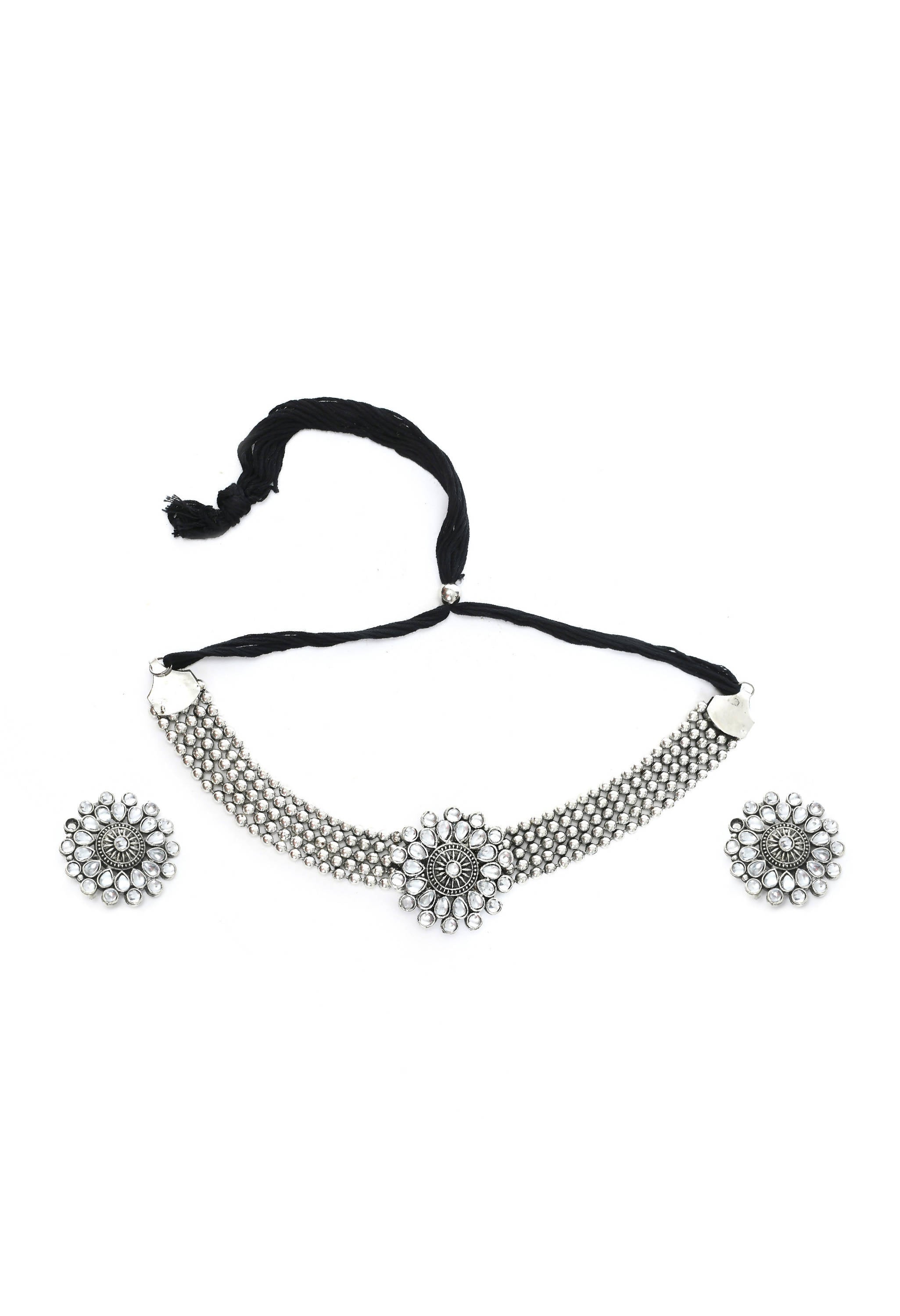 Trendia Silver color Necklace with Kundan work Mangalsutra Jkms_062