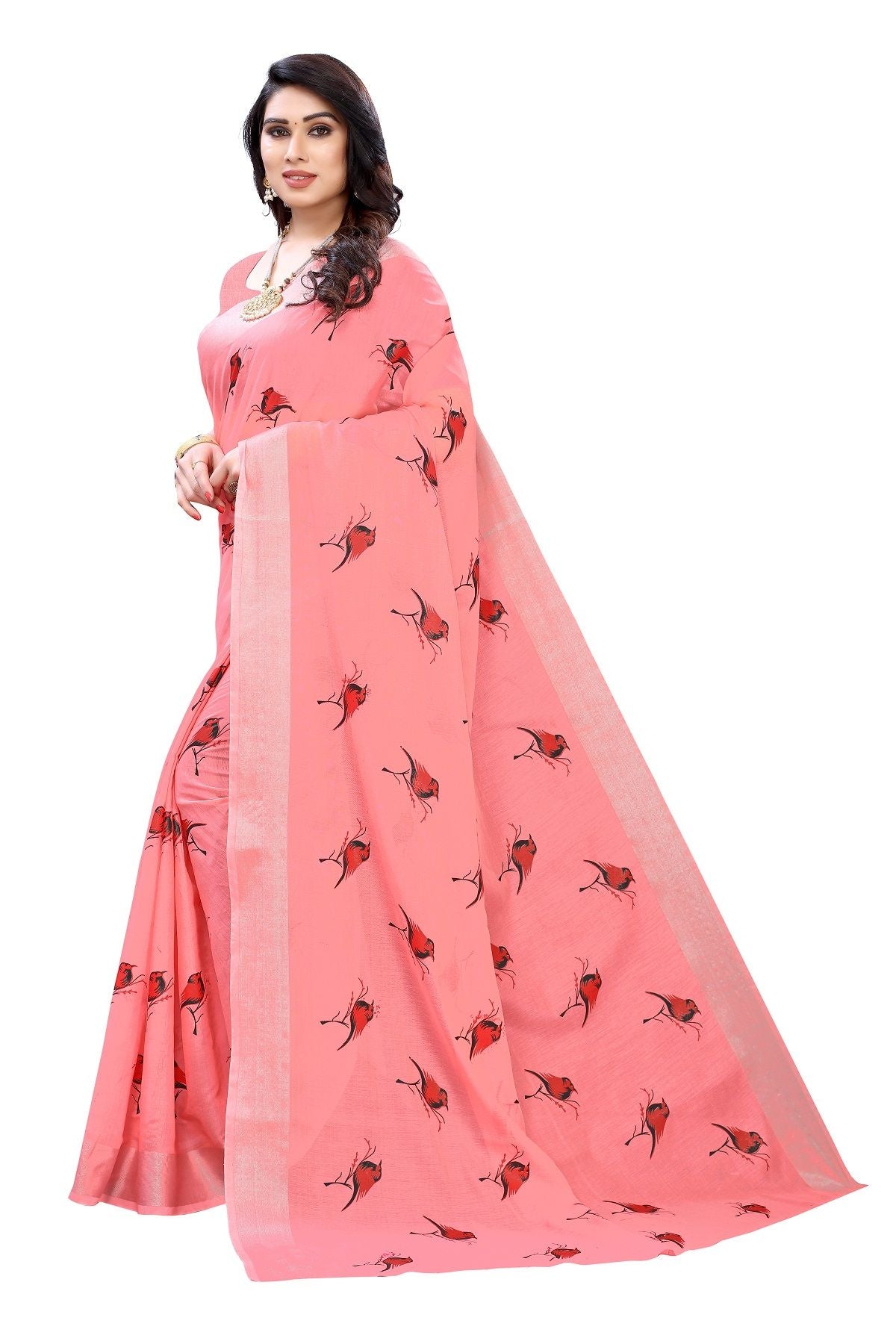 Women's Peach Chanderi Designer Saree - Vamika
