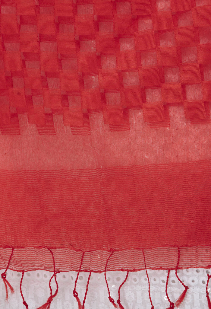 Women's Buta Square Cutt Red Dupatta & Chunni Mfd0011