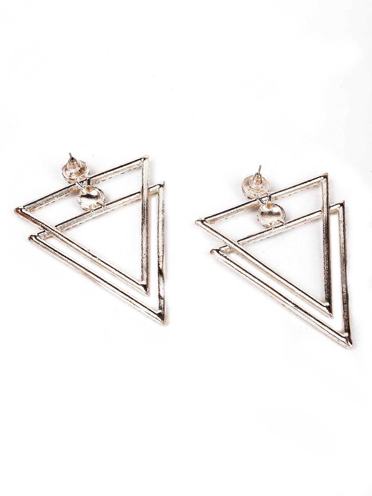 Women's Rainbow Crystal Double Inverted Triangle Earrings - Odette