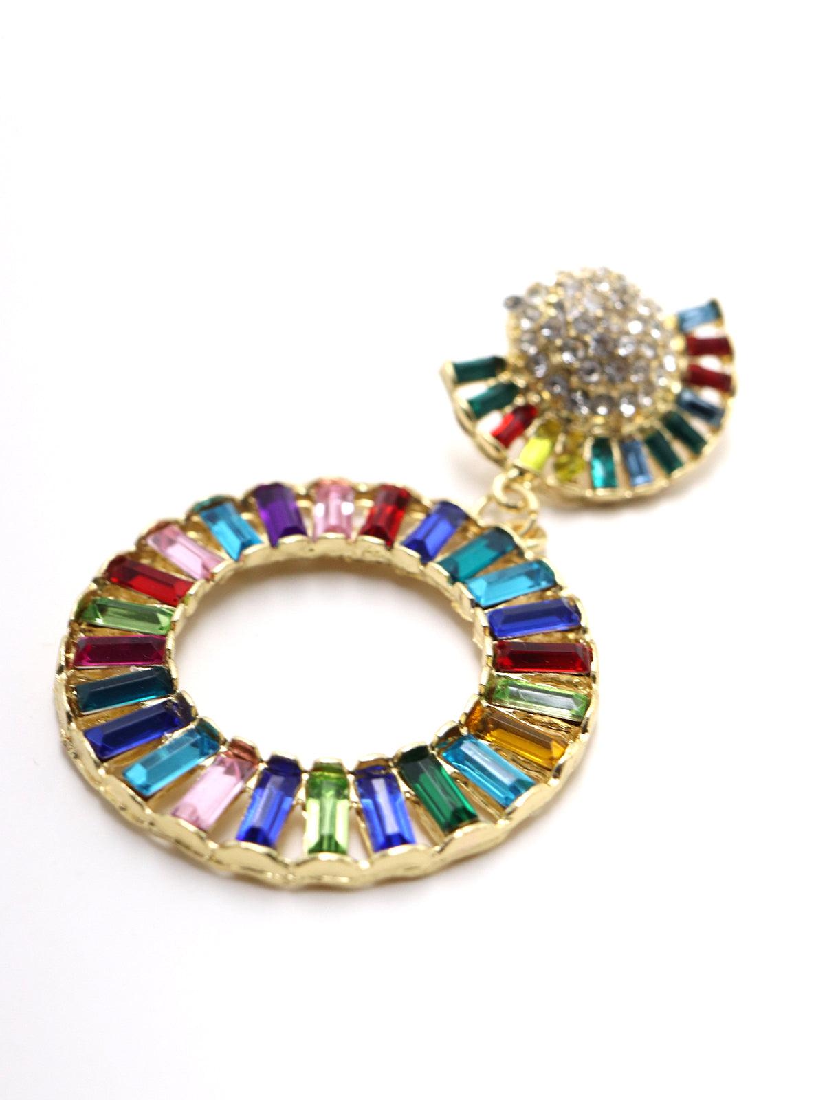 Women's Rainbow Round Dangle Earrings - Odette