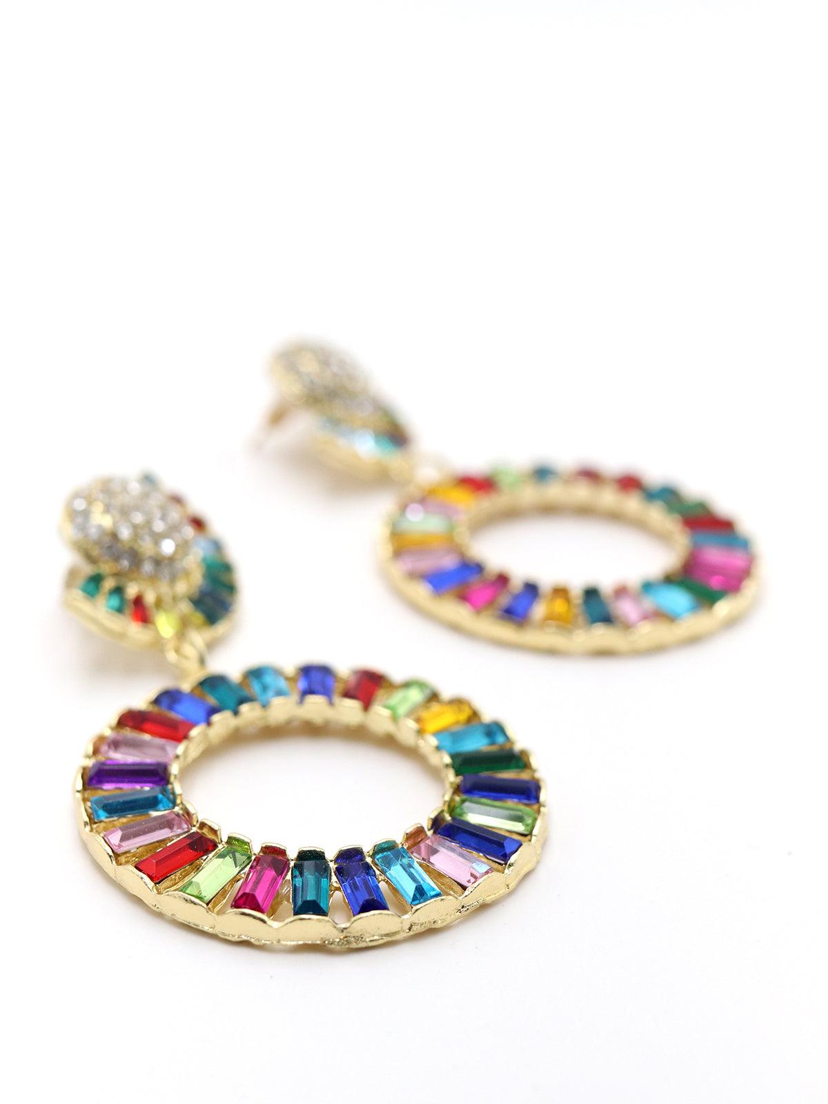 Women's Rainbow Round Dangle Earrings - Odette