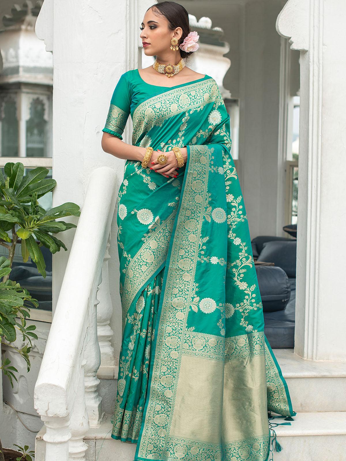 Women's Rama Banarasi Silk Exclusive Wevon Designer Saree - Odette