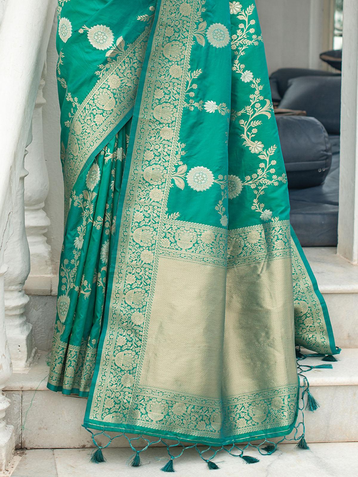 Women's Rama Banarasi Silk Exclusive Wevon Designer Saree - Odette