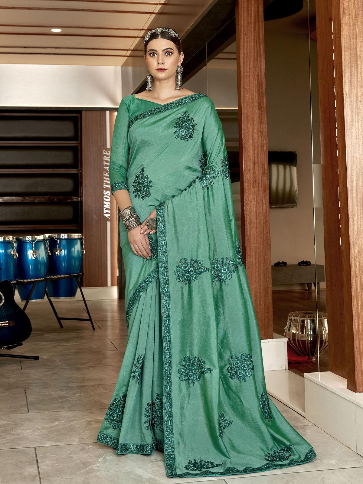 Women's Rama Designer Thread Embroidered Saree - Odette