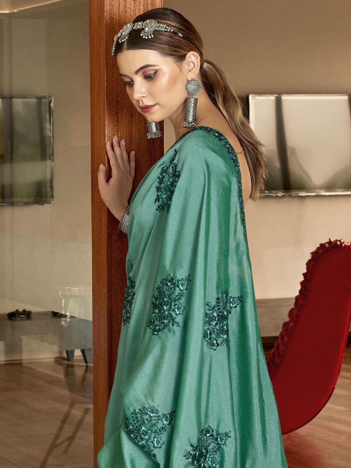 Women's Rama Designer Thread Embroidered Saree - Odette