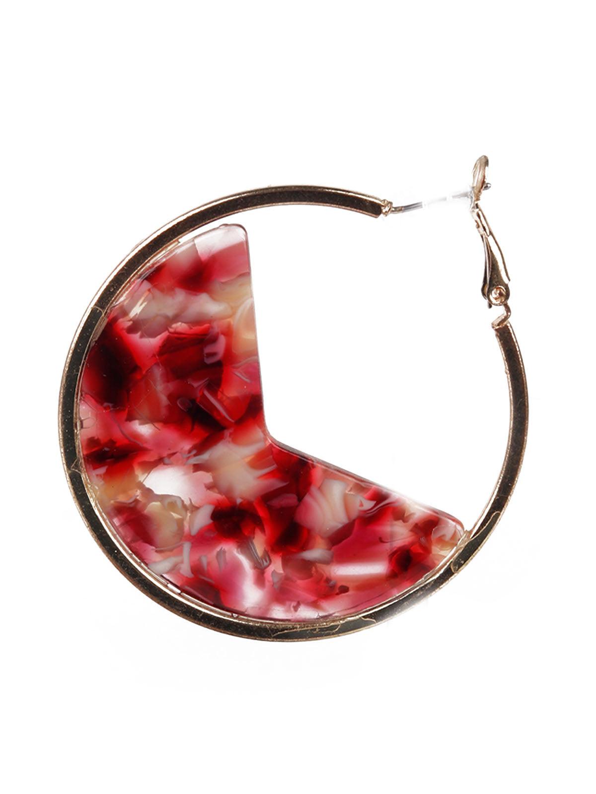 Women's Red And Gold Hoop Earrings - Odette