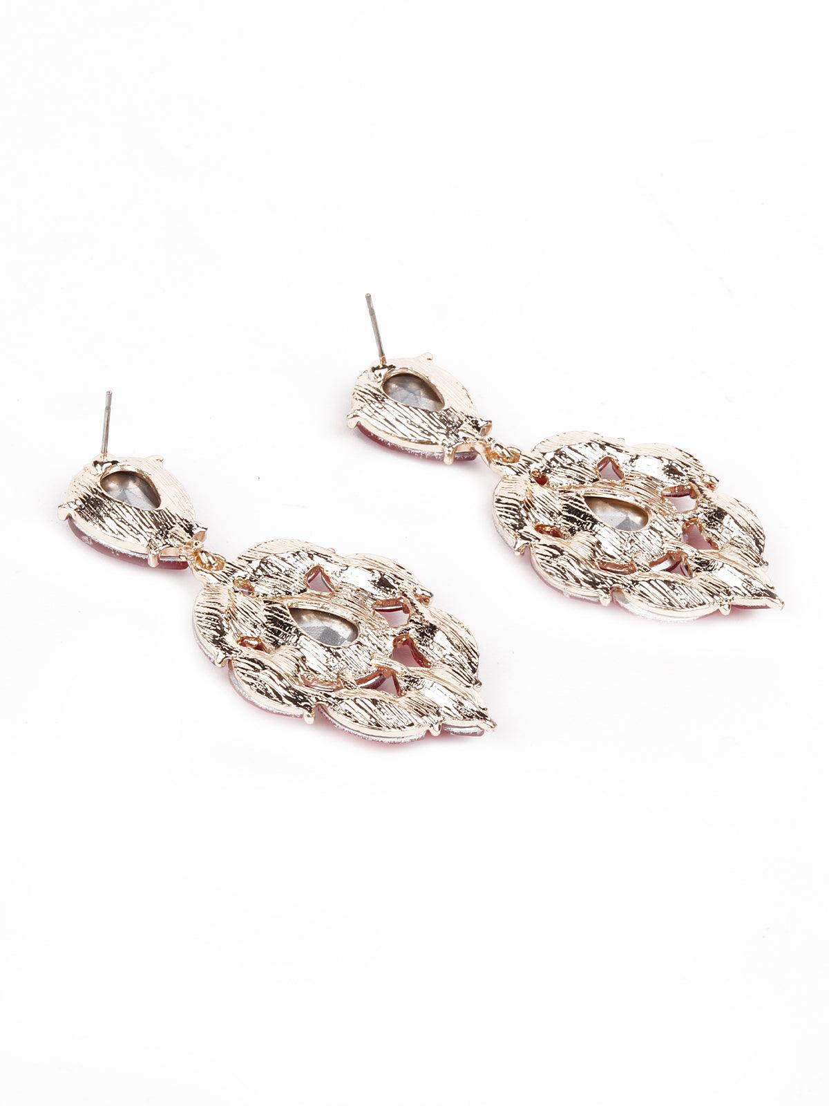Women's Red Artificial Crystal Gorgeous Drop Statement Earrings - Odette