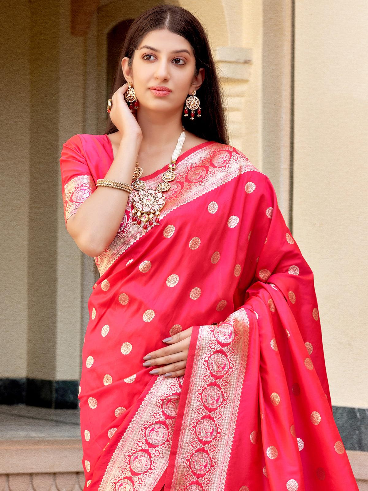 Women's Red Color Traditional Wear Silk Saree - Odette