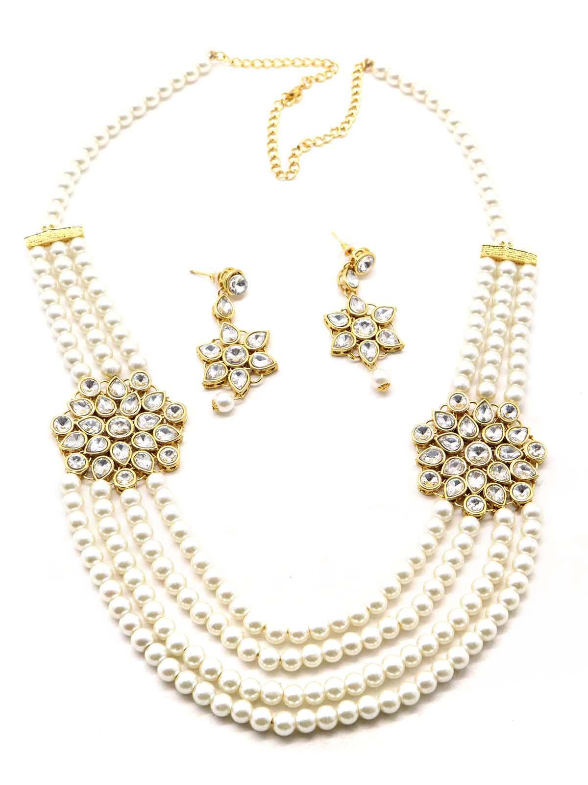Women's Regular Attractive Faux Pearl Necklace With Earrings! - Odette