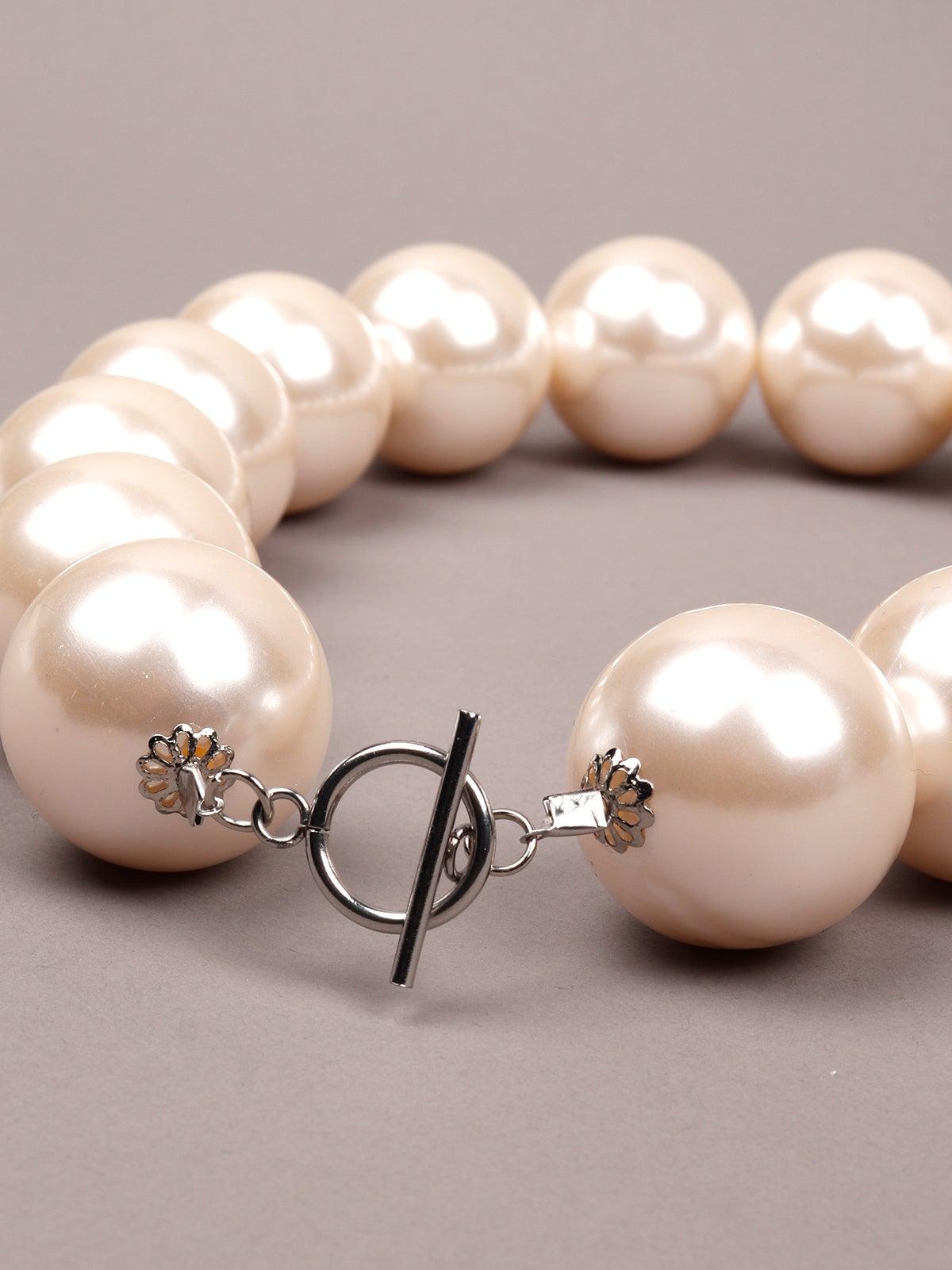 Women's Retro Style Huge White Pearl Statement Necklace - Odette