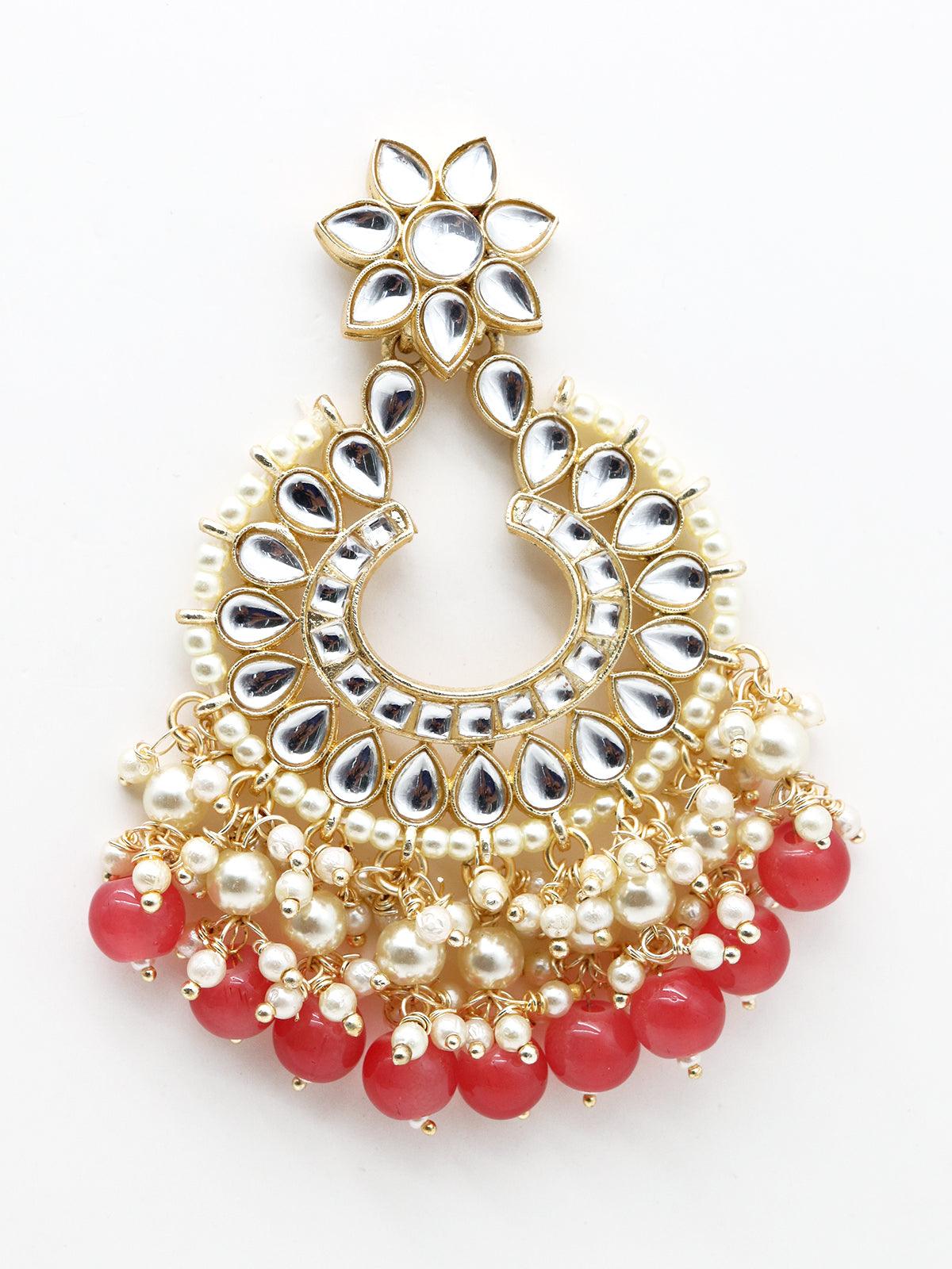 Women's Rich Pot Shape Kundan Pearl Earrings - Odette