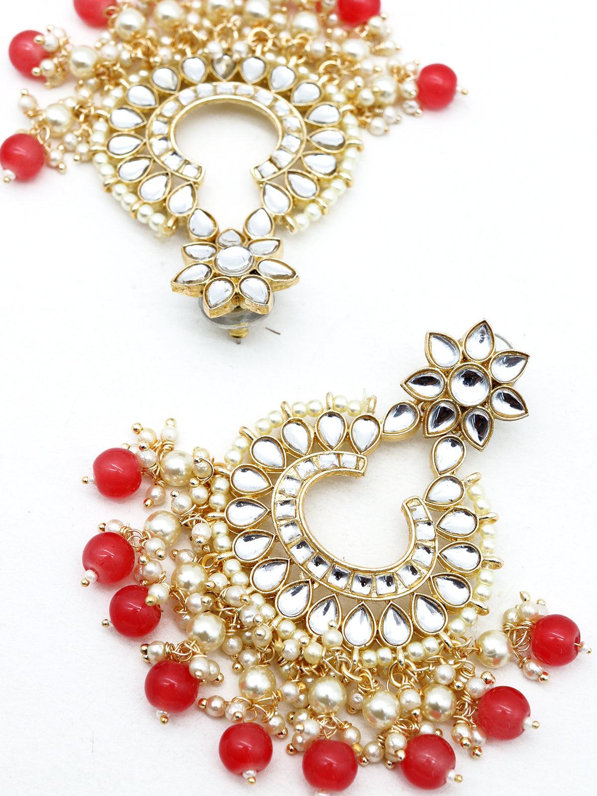 Women's Rich Pot Shape Kundan Pearl Earrings - Odette
