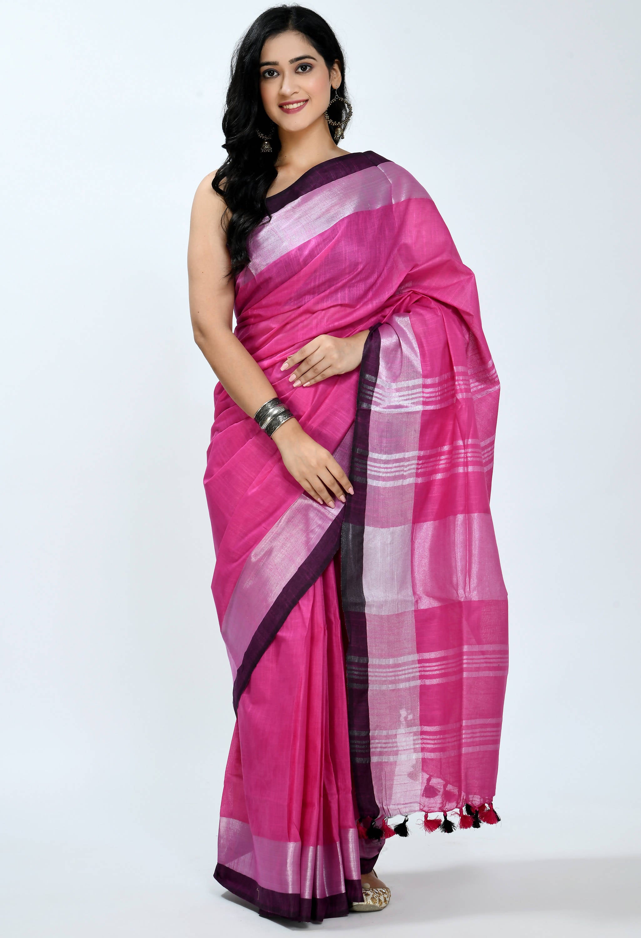 Women's Bhagalpuri Handloom Cotton Pink Color Saree Mfsaree_025