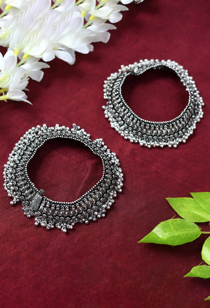 Johar Kamal Oxidised Silver-Plated Heavy Ankle