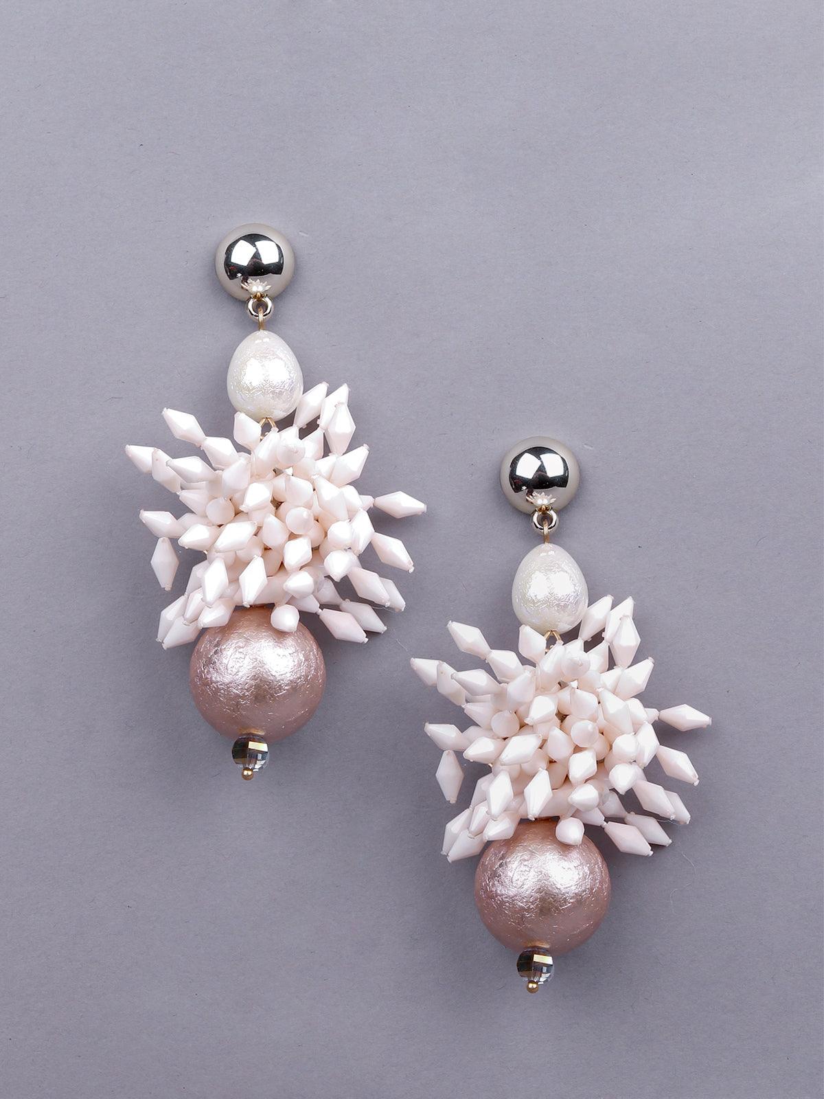 Women's Rose Gold And White Statement Earrings - Odette
