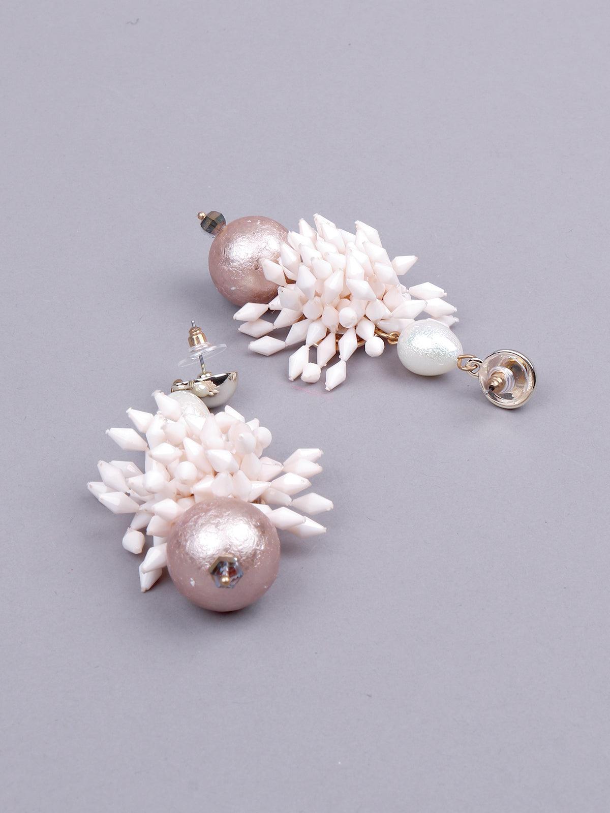 Women's Rose Gold And White Statement Earrings - Odette