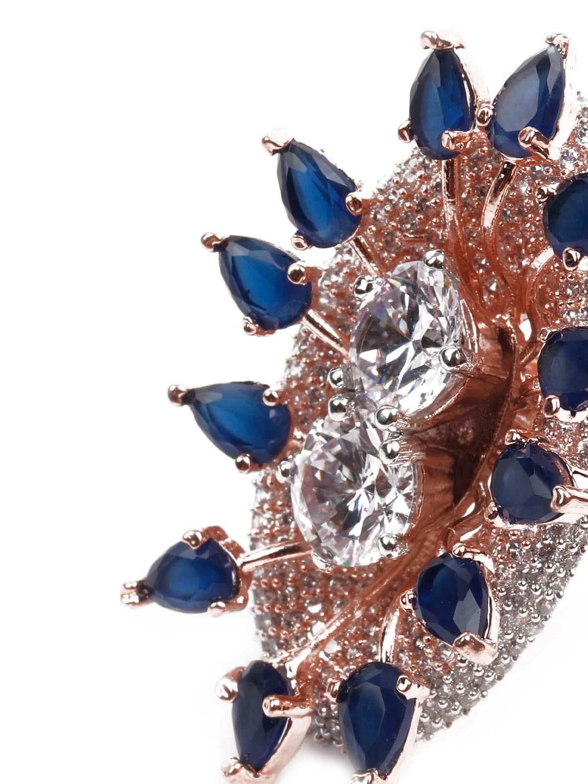Women's Rose Gold Austrian Diamond Studded Ring - Odette