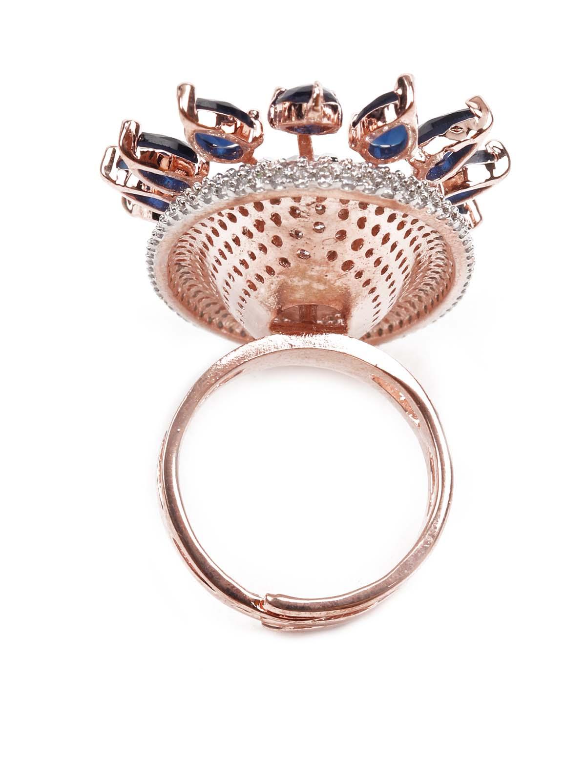 Women's Rose Gold Austrian Diamond Studded Ring - Odette