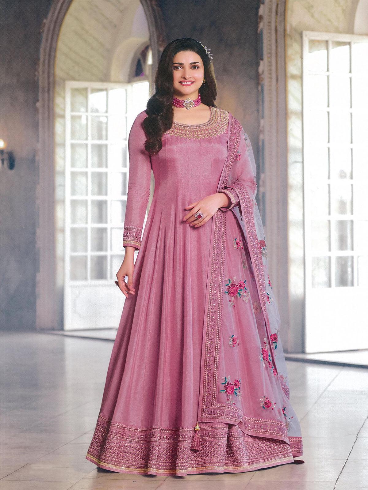 Women's Rose Pink Festive Salwar Suit Sets - Odette