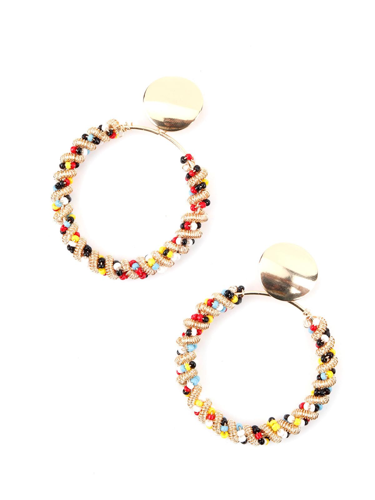 Women's Round Multicolor Beaded Dangle Earrings - Odette